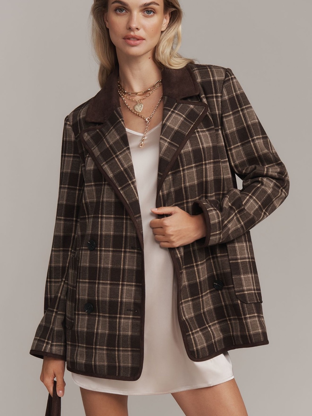 Avec Les Filles Double-Breasted Knit Blazer